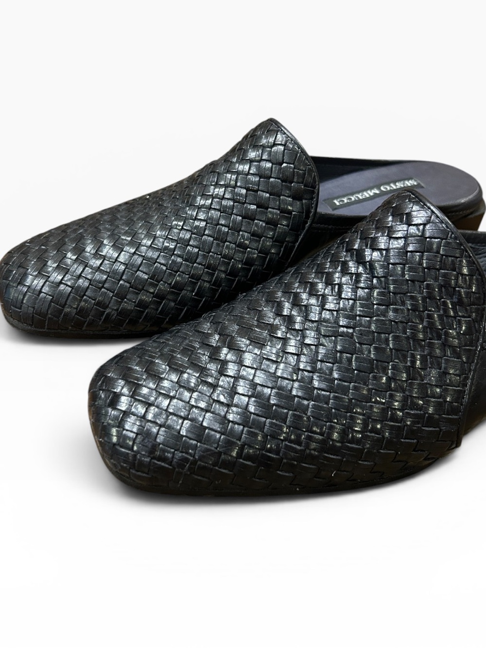 Sesto Meucci Woven Black Leather Mules Women’s Size 7.5 N - Picture 8 of 10